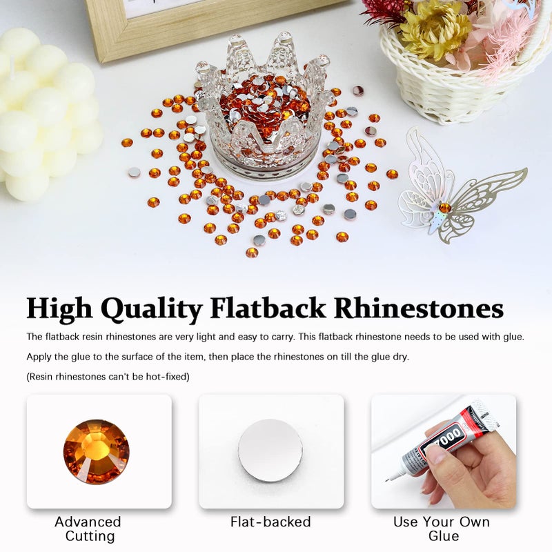 Briskbloom 4500PCS SS6 2mm Resin Flatback Rhinestone, Orange Flatback Rhinestones for Nails, Tumblers, Mugs, Bottles, Craft Decoration, Loose Bling Glitter Diamond Stone - Image 2